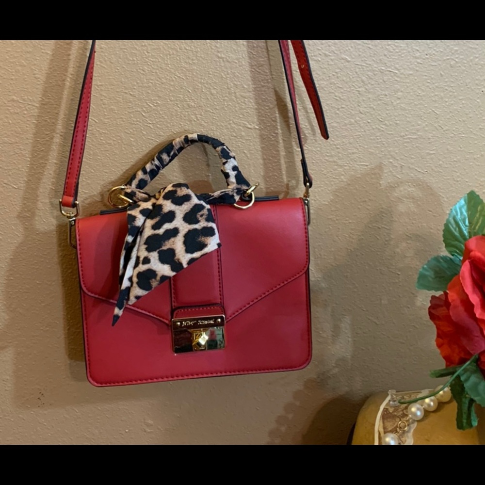 Betsey Johnson Red Leopard Scarf Turn-Key Crossbody
